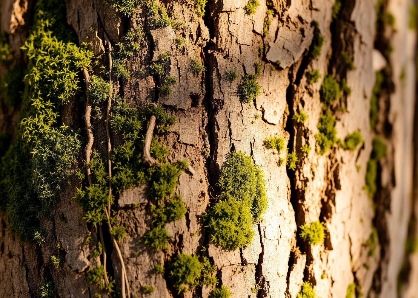 Detail of mossy oak bark in Brunswick County